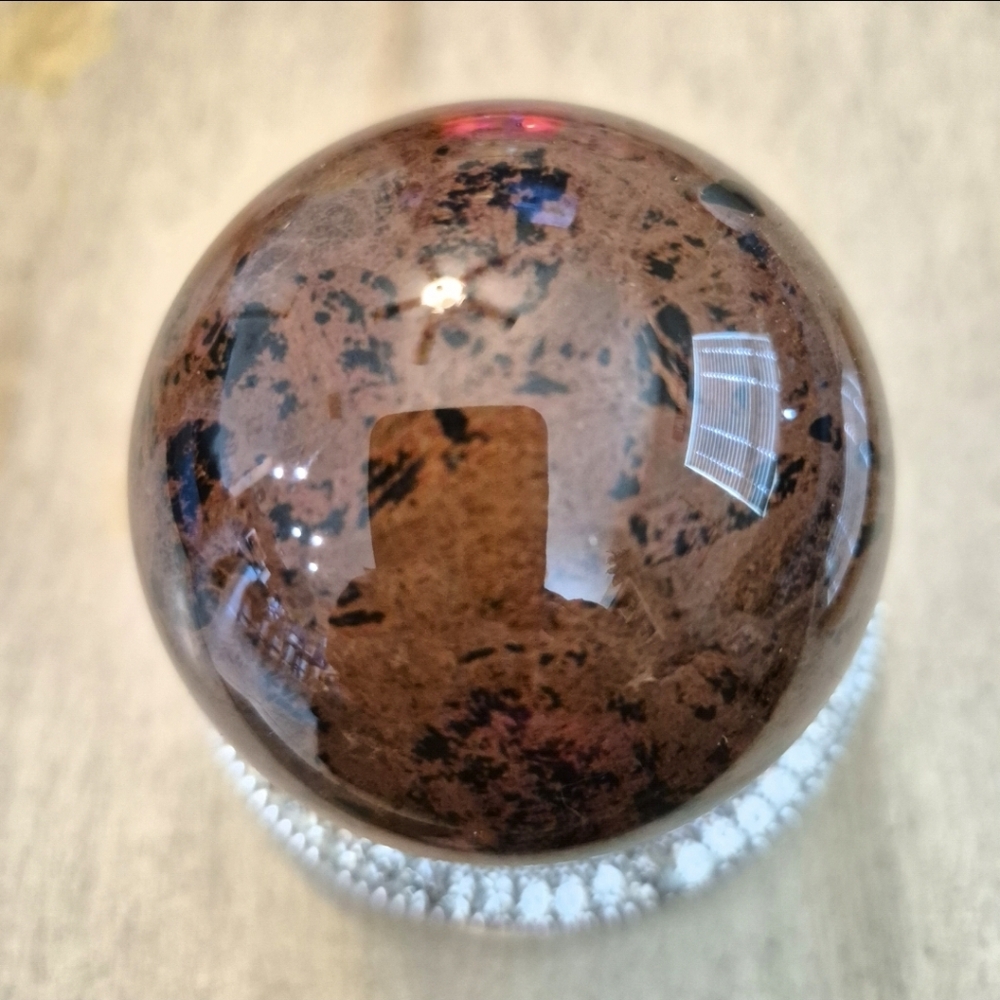 Natural Mahogany Obsidian Crystal Orb Sphere New #5 - Picture 9 of 10